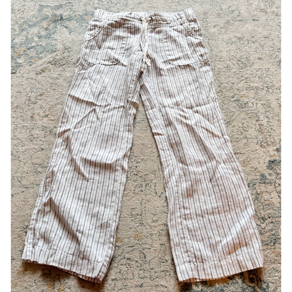 Athleta Striped Herringbone Linen Pants